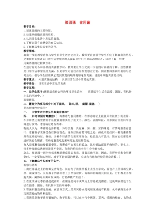 六年级科学上册 食用菌教案 青岛版