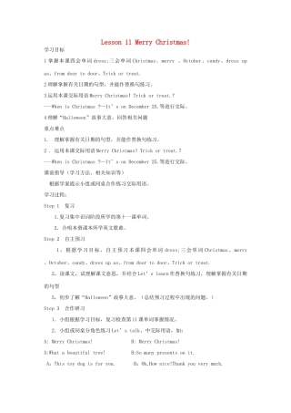 六年级英语上册 Lesson 11 Merry Christmas学案 科普版