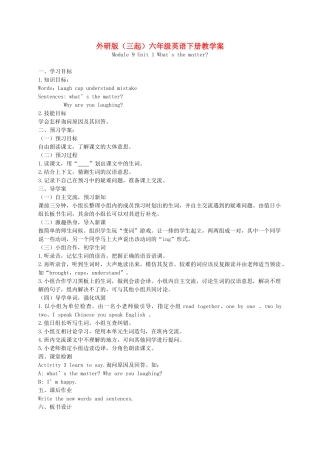 六年级英语下册 Module 9 Unit 1(6)教学案 外研版（三起）