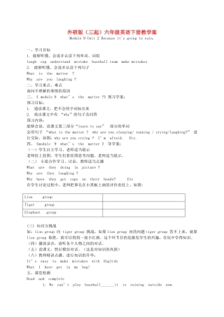六年级英语下册 Module 9 Unit 2(6)教学案 外研版（三起）