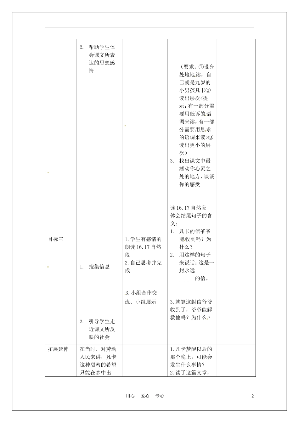 六年级语文上册  1.2《凡卡》学案 上海版_第2页