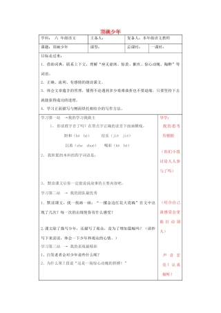 六年级语文上册 第三单元 9《顶碗少年》精品导学案 北京版-北京版小学六年级上册语文学案
