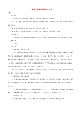 六年级语文下册 17 汤姆 索亚历险记A、B案 人教版
