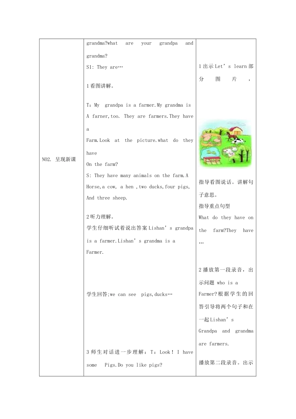 四年级英语上册 Unit2 What do they have on the farm第二课时学案 陕旅版_第2页