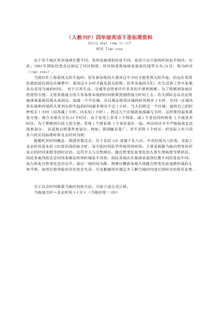 四年级英语下册 Unit 2(2)拓展资料素材 人教PEP