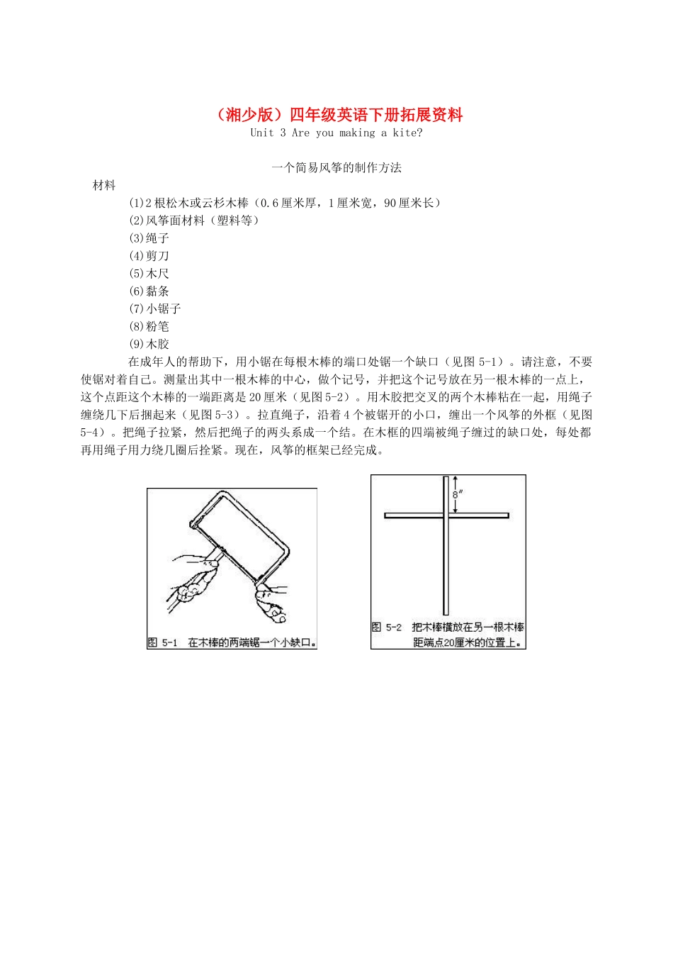 四年级英语下册 Unit 3拓展资料素材 湘少版_第1页