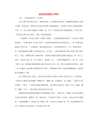 四年级语文上册 第四组单元作文范文集 选题 自己喜欢的动物 老师送给我的小鸭子素材 新人教版-新人教版小学四年级上册语文素材