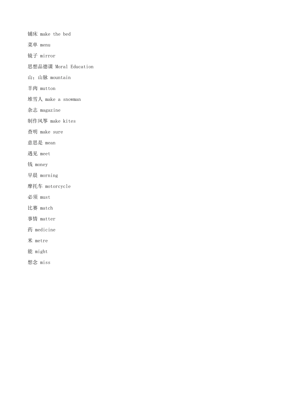 小升初英语必背单词（字母M开头）_第2页