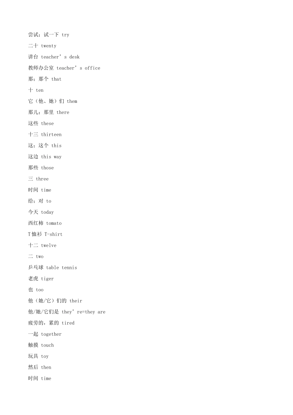 小升初英语必背单词（字母T开头）_第2页