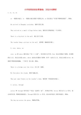 小升初英语语法零基础 方位介词辨析