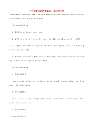 小升初英语语法零基础 介词的分类