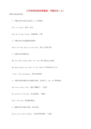 小升初英语语法零基础 可数名词（上）