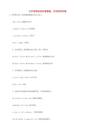 小升初英语语法零基础 名词的所有格