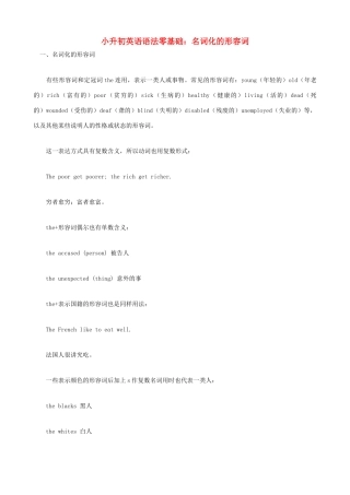 小升初英语语法零基础 名词化的形容词