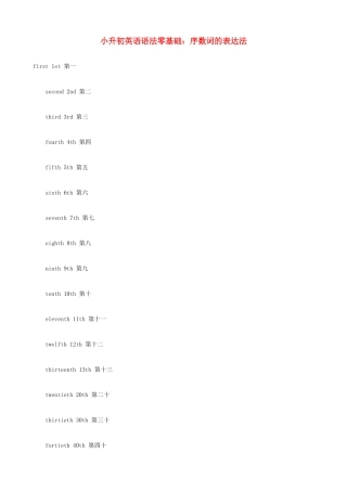 小升初英语语法零基础 序数词的表达法