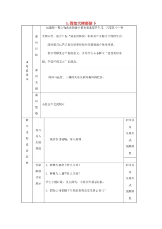 秋六年级科学上册 1.4《假如大树都倒下》学案 湘教版-湘教版小学六年级上册自然科学学案