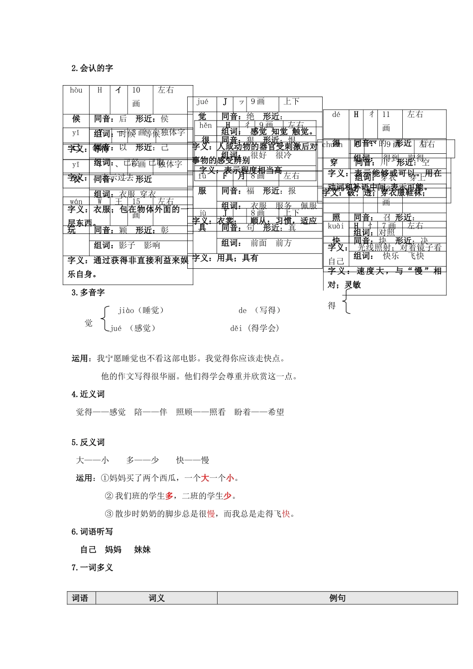 （秋季版）一年级语文上册 课文10《大还是小》导学案 新人教版-新人教版小学一年级上册语文学案_第3页