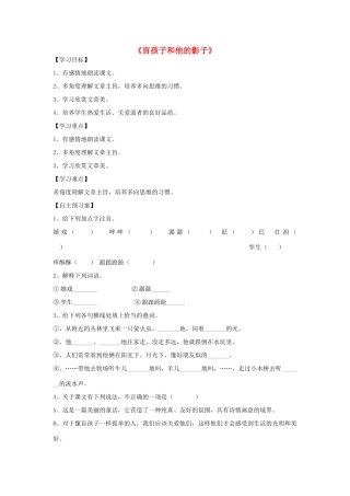 金识源秋六年级语文上册 第五单元 28《盲孩子和他的影子》导学案 鲁教版五四制-鲁教版五四制小学六年级上册语文学案