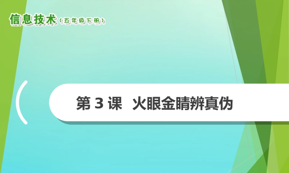 2级信息技术下册 第3课 火眼金睛辨真伪课件 南方版-人教级下册信息技术课件