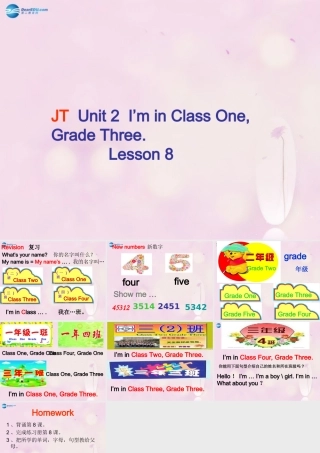 2014春三年级英语下册 Unit 2 I’m in class One Grade Three课件4 人教版（精通）