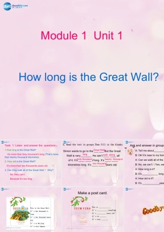 2014秋六年级英语上册 Module 1 Unit 1 How long is the Great Wall课件3 外研版（一起）