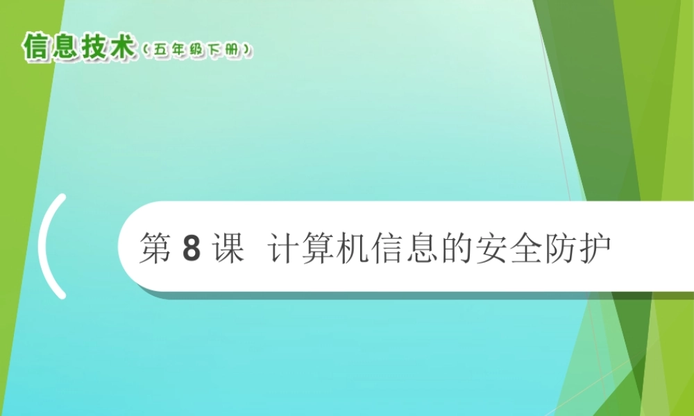 2级信息技术下册 第8课 计算机信息的安全防护课件 南方版-人教级下册信息技术课件