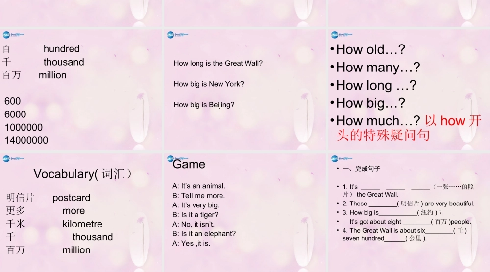 2014秋六年级英语上册 Module 1 Unit 1 How long is the Great Wall课件4 外研版（一起）