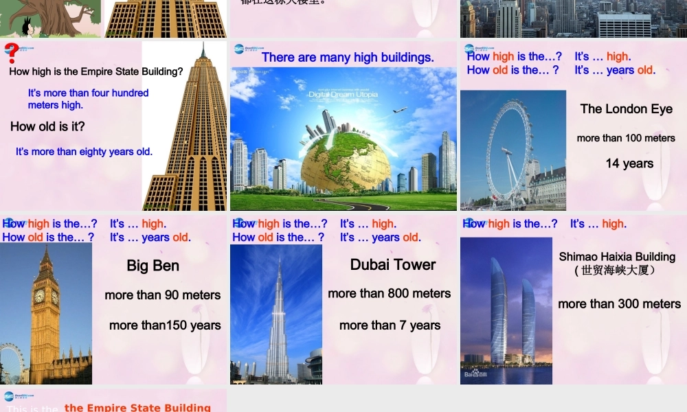 2014秋六年级英语上册 Module 1 Unit 2 It’s more than four hundred metres high课件1 外研版（一起）