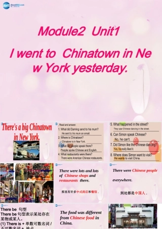 2014秋六年级英语上册 Module 2 Unit 1 I went to Chinatown in New York yesterday课件2 外研版（一起）