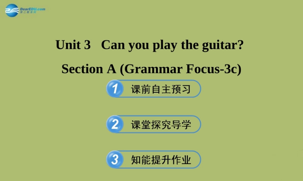【金榜学案】2014版六年级英语下册 Unit 3 Can you play the guitar Section A(Grammar Focus-3c)课件 鲁教版五四制