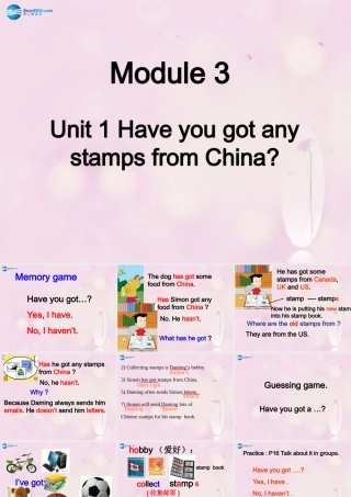 2014秋六年级英语上册 Module 3 Unit 1 Have you got any stamps from China课件2 外研版（一起）