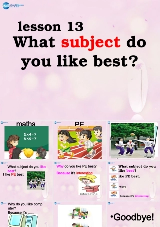 2014春四年级英语下册 Unit 3 What subject do you like best课件1 人教版（精通）