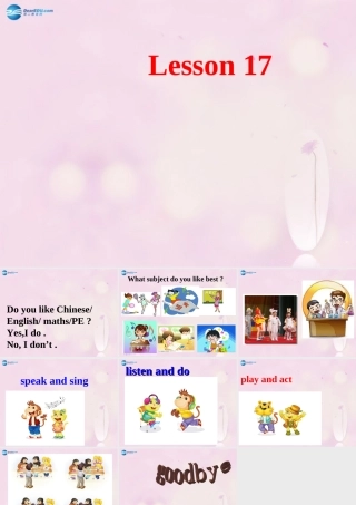 2014春四年级英语下册 Unit 3 What subject do you like best课件3 人教版（精通）