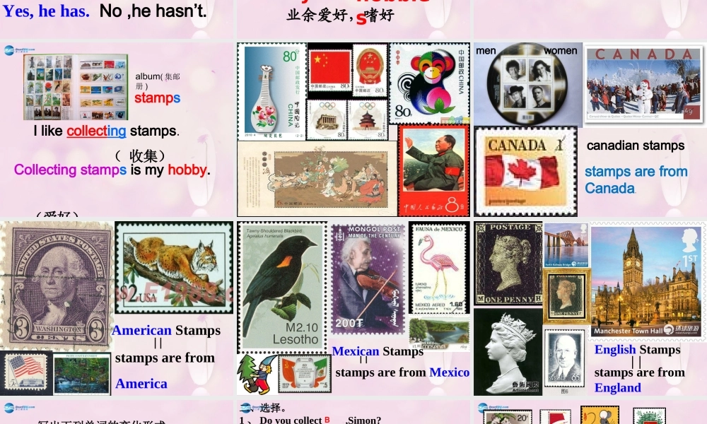 2014秋六年级英语上册 Module 3 Unit 2 Collecting stamps is my hobby课件4 外研版（一起）