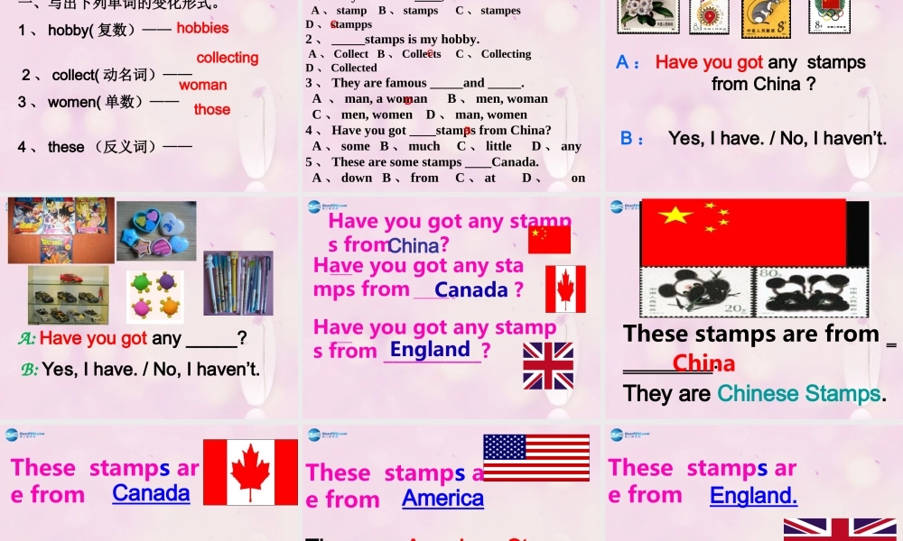 2014秋六年级英语上册 Module 3 Unit 2 Collecting stamps is my hobby课件4 外研版（一起）