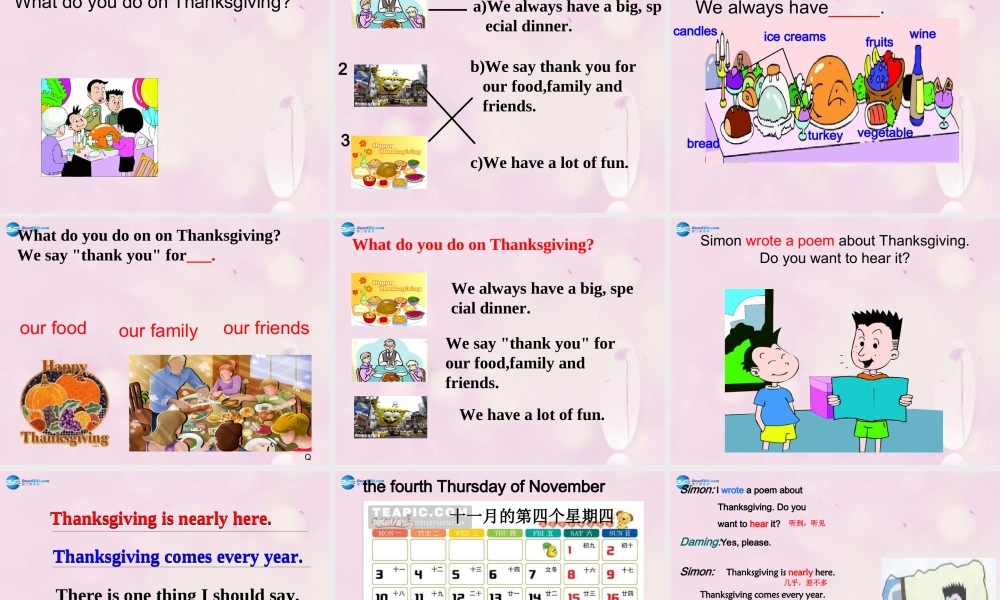 2014秋六年级英语上册 Module 4 Unit 1 Thanksgiving is very important in the US课件1 外研版（一起）