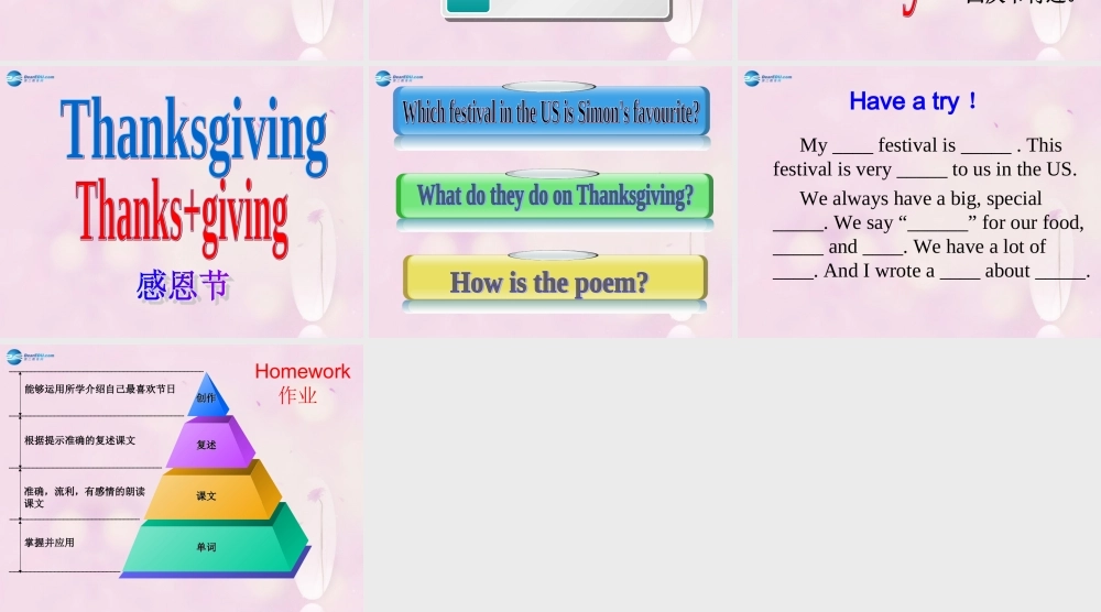 2014秋六年级英语上册 Module 4 Unit 1 Thanksgiving is very important in the US课件2 外研版（一起）