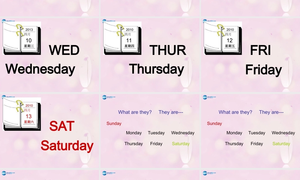 2014春四年级英语下册 Unit 4 There are seven days in a week课件1 人教版（精通）