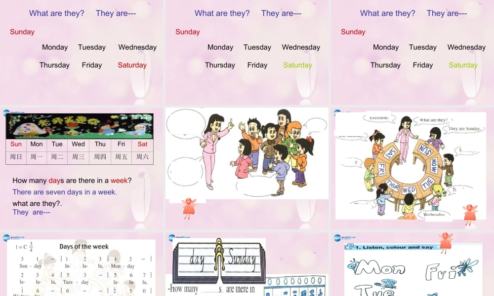 2014春四年级英语下册 Unit 4 There are seven days in a week课件1 人教版（精通）