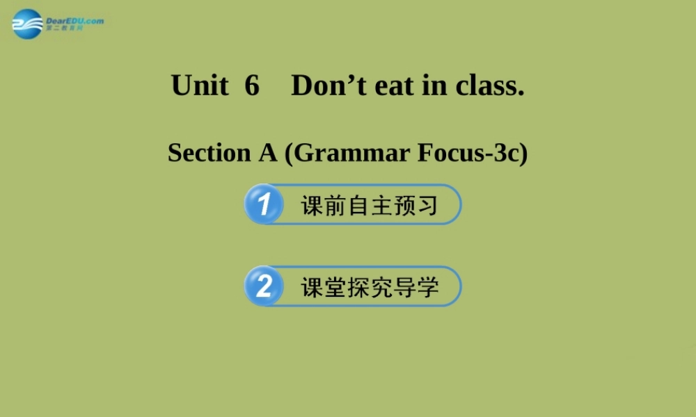 【金榜学案】2014版六年级英语下册 Unit 6 Don’t eat in class Section A(Grammar Focus-3c)课件 鲁教版五四制