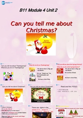 2014秋六年级英语上册 Module 4 Unit 2 Can you tell me aboutChristmas课件1 外研版（一起）