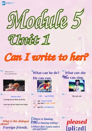 2014秋六年级英语上册 Module 5 Unit 1 Unit 1 Can I write to her课件1 外研版（一起）
