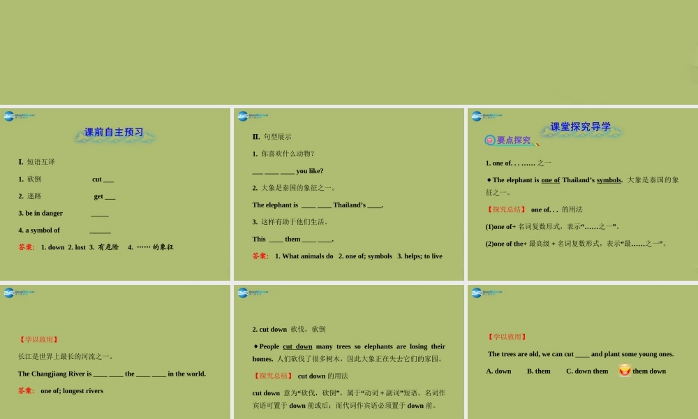【金榜学案】2014版六年级英语下册 Unit 7 Why do you like pandas Section B(1a-2c)课件 鲁教版五四制