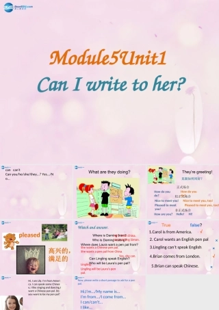 2014秋六年级英语上册 Module 5 Unit 1 Unit 1 Can I write to her课件4 外研版（一起）