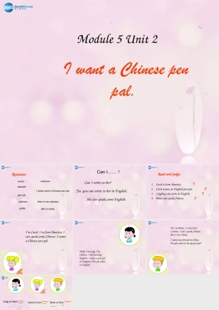 2014秋六年级英语上册 Module 5 Unit 2 I want a Chinese pen friend课件1 外研版（一起）