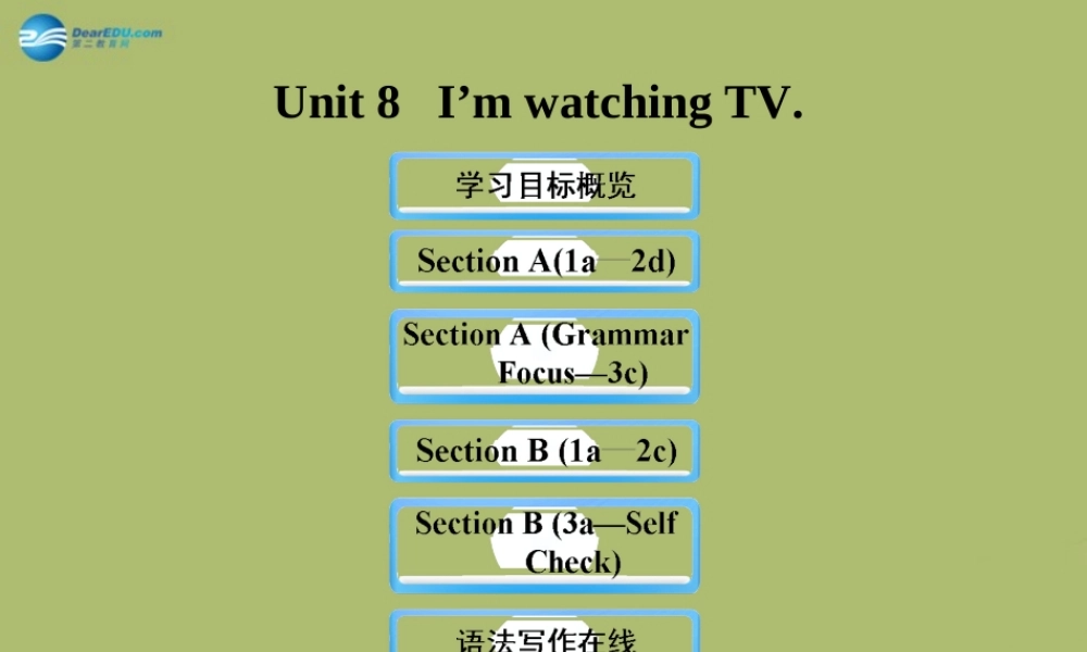 【金榜学案】2014版六年级英语下册 Unit 8 I’m watching TV课件 鲁教版五四制