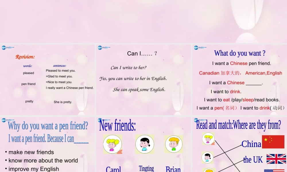 2014秋六年级英语上册 Module 5 Unit 2 I want a Chinese pen friend课件3 外研版（一起）