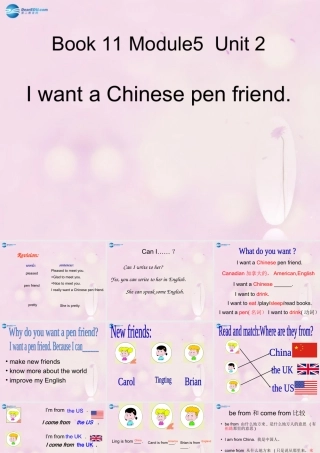 2014秋六年级英语上册 Module 5 Unit 2 I want a Chinese pen friend课件3 外研版（一起）