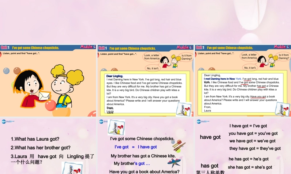 2014秋六年级英语上册 Module 6 Unit 1 I’ve got some Chinese chopsticks课件1 外研版（一起）