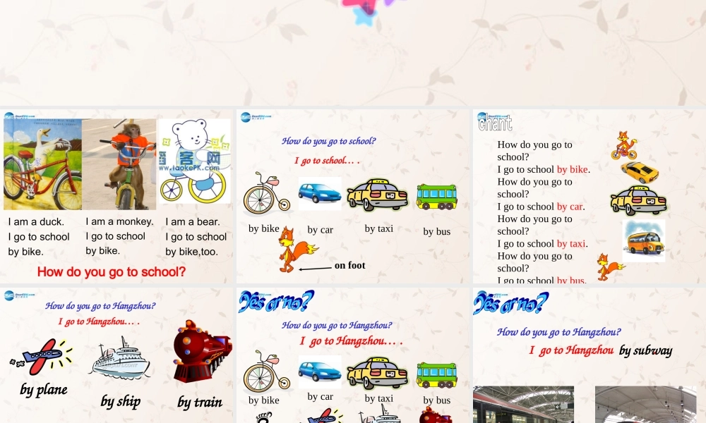 2014年秋六年级英语上册 Unit2 Ways to go to school PartA课件 人教PEP